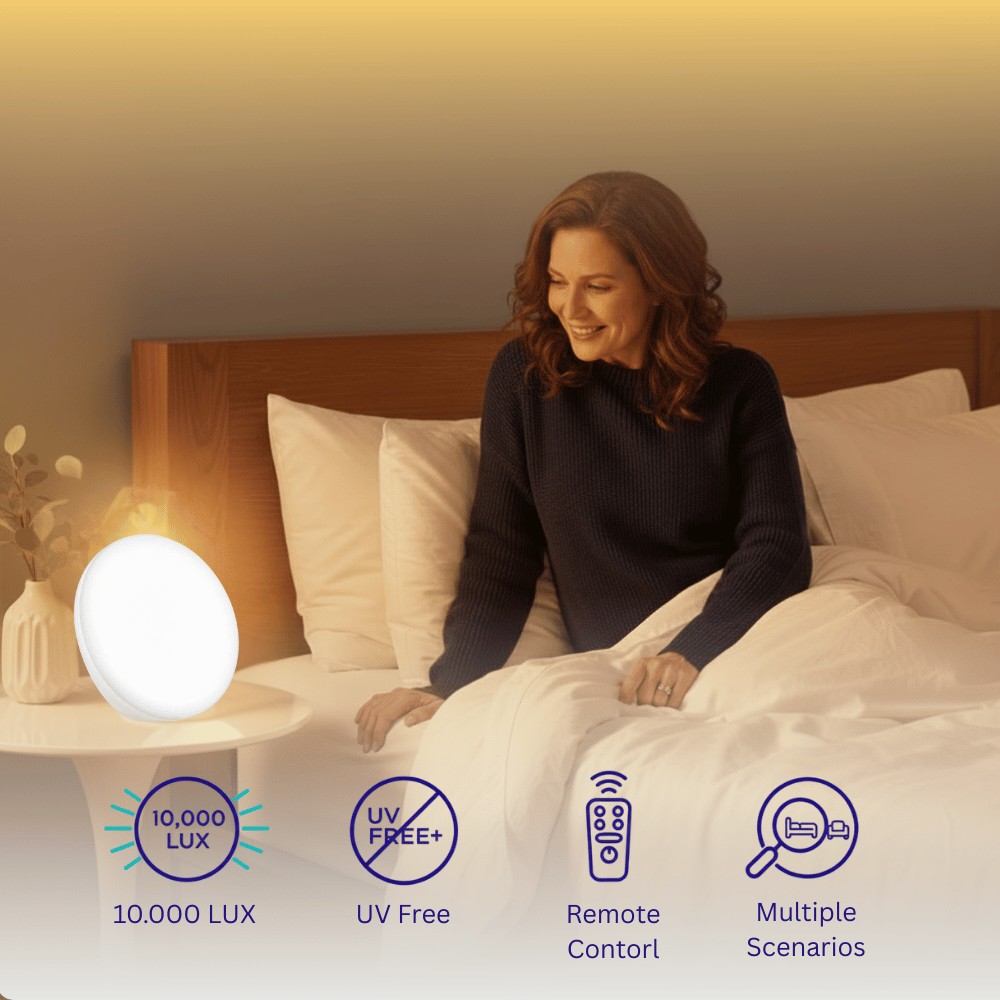 woman uses light dance essential in the morning