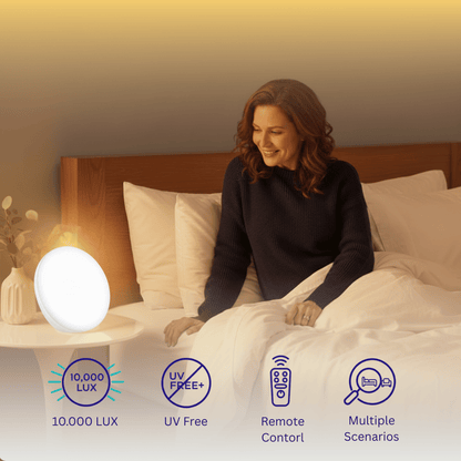 woman uses light dance essential in the morning